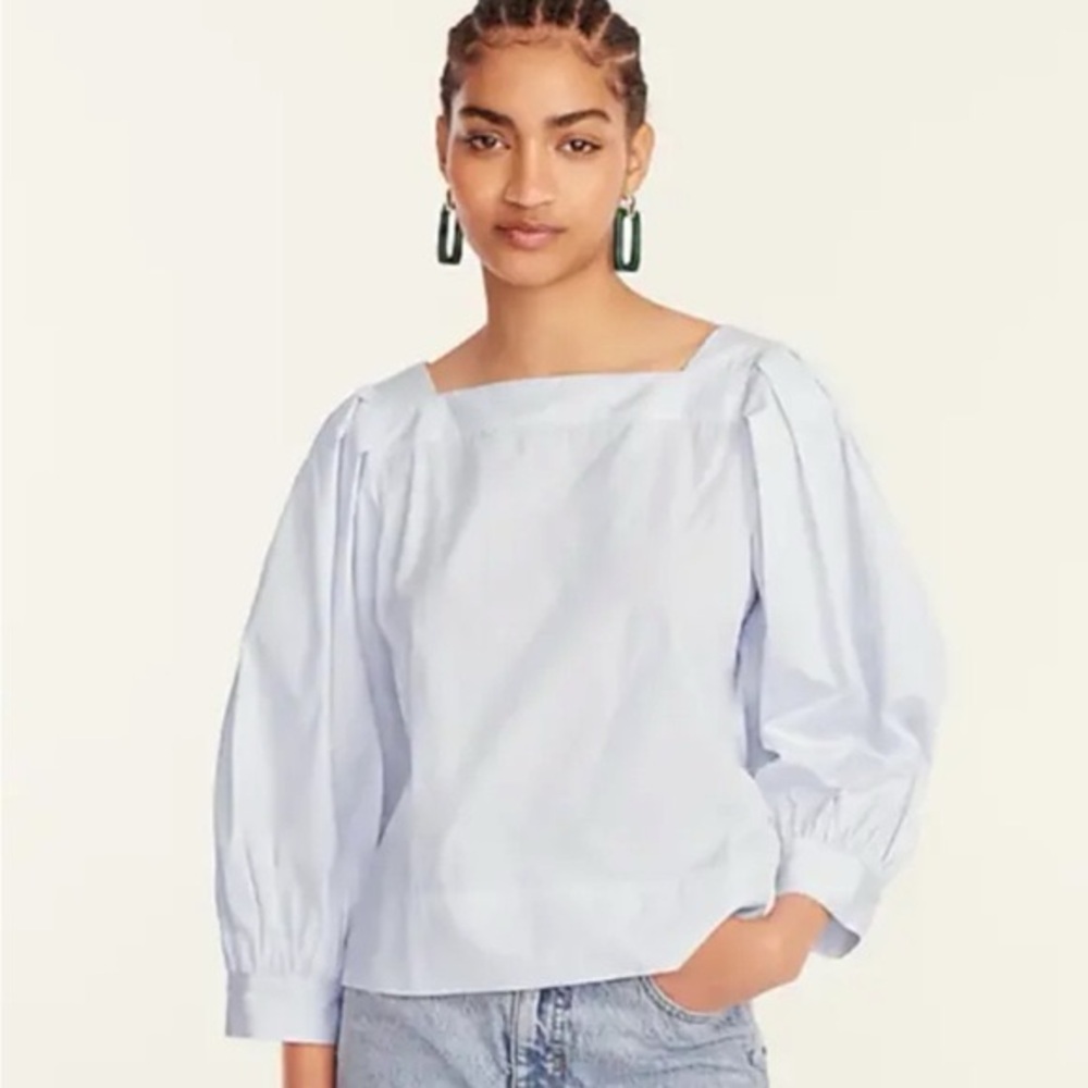 Thomas Mason Shirting for J Crew Puff Sleeve Top